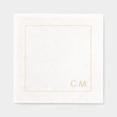 Gepersonaliseerde Monogram Elegante Gouden Lijst W Folie Servetten (Voorkant)