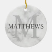 Gepersonaliseerde monogram en de Marmer van de Naa Keramisch Ornament (Voorkant)