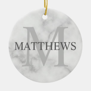 Gepersonaliseerde monogram en de Marmer van de Naa Keramisch Ornament