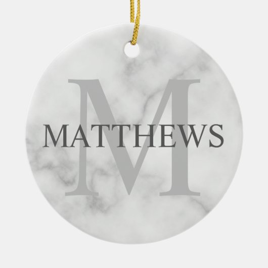 Gepersonaliseerde monogram en de Marmer van de Naa Keramisch Ornament (Voorkant)