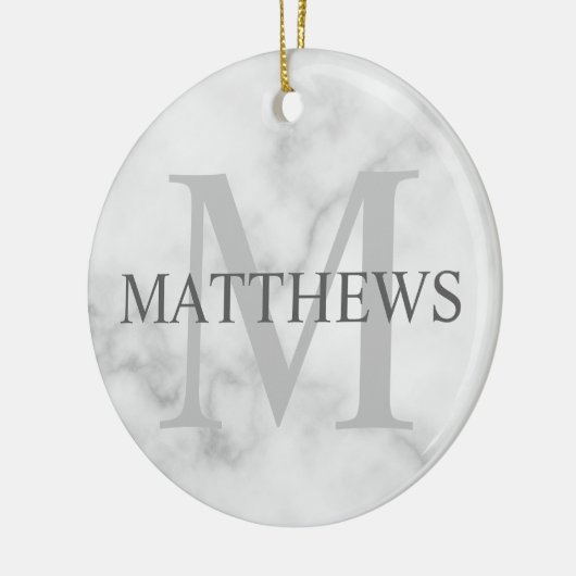 Gepersonaliseerde monogram en de Marmer van de Naa Keramisch Ornament (Links)