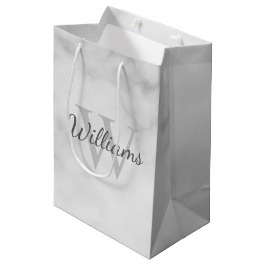 Gepersonaliseerde monogram en de Marmer van de Naa Medium Cadeauzakje (Voorkant Gekanteld)