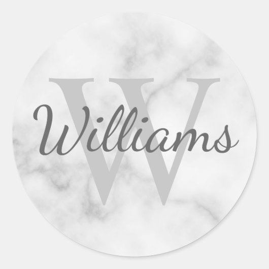 Gepersonaliseerde monogram en de Marmer van de Naa Ronde Sticker (Voorkant)