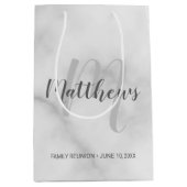 Gepersonaliseerde monogram- en familienaam marmer medium cadeauzakje (Voorkant)
