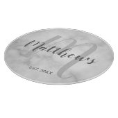 Gepersonaliseerde monogram- en familienaam marmer snijplank (Hoek)