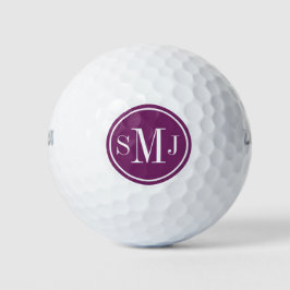 Gepersonaliseerde Monogram en Magenta Paarse Lijst Golfballen