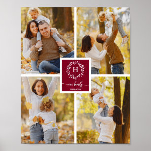 Gepersonaliseerde Monogram Familie Fotocollage Poster