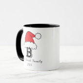 Gepersonaliseerde Monogram Familie Kerstmis Mok (Voorkant links)