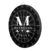 Gepersonaliseerde Monogram familie Zwart wit Moder Dartbord (Voorkant Rechts)