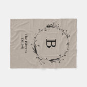 Gepersonaliseerde Monogram Familienaam Rustiek Lin Fleece Deken (Voorkant (Horizontaal))