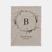 Gepersonaliseerde Monogram Familienaam Rustiek Lin Fleece Deken (Voorkant)