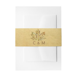 Gepersonaliseerde Monogram Faux Gold Leaf Bruiloft Uitnodigingen Wikkel