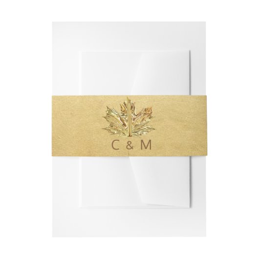 Gepersonaliseerde Monogram Faux Gold Leaf Bruiloft Uitnodigingen Wikkel (Voorkant Voorbeeld)