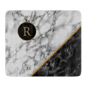 Gepersonaliseerde Monogram Faux Marble Snijplank (Voorkant)