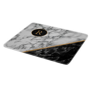 Gepersonaliseerde Monogram Faux Marble Snijplank