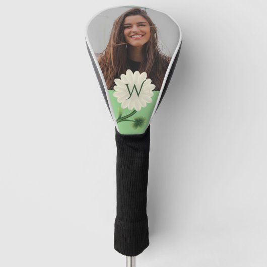 Gepersonaliseerde Monogram Foto Bloemen Daisy Golfheadcover (Voorkant)