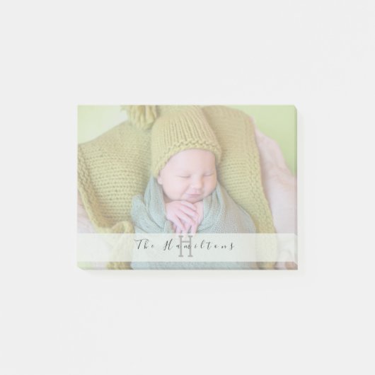 Gepersonaliseerde Monogram Foto Post it Notes (Voorkant)
