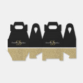 Gepersonaliseerde Monogram Glitter Goud Zwart Brui Bedankdoosjes (Uitgevouwen)