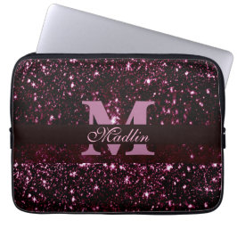 gepersonaliseerde monogram glitter laptop sleeve