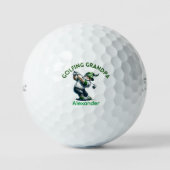 Gepersonaliseerde Monogram Gnome Golfen Opa Golfballen (Voorkant)