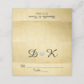Gepersonaliseerde Monogram Gold Heart Diamond Wedd Plaatskaartje (Buitenkant ongevouwen)