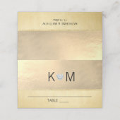 Gepersonaliseerde Monogram Gold Heart Diamond Wedd Plaatskaartje (Buitenkant ongevouwen)