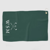 Gepersonaliseerde Monogram Golf Clubs Emerald Gree Golfhanddoek (Horizontaal)