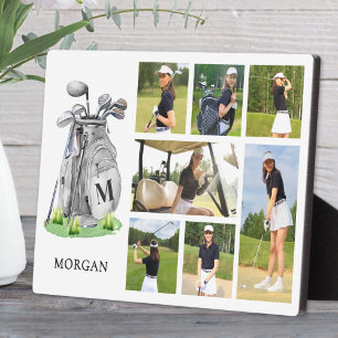 Gepersonaliseerde Monogram Golf Fotocollage Fotoplaat