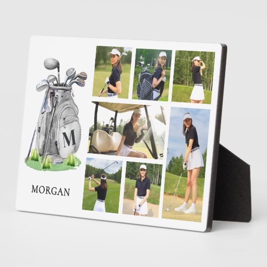 Gepersonaliseerde Monogram Golf Fotocollage Fotoplaat (Zijkant)