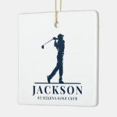 Gepersonaliseerde Monogram Golf Swing Navy Blauw W Keramisch Ornament (Links)