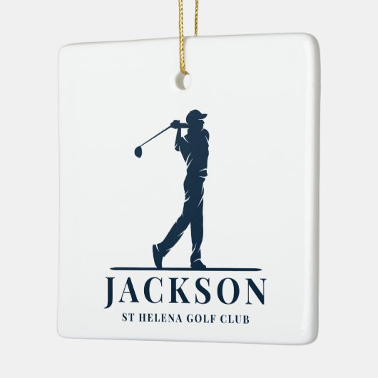 Gepersonaliseerde Monogram Golf Swing Navy Blauw W Keramisch Ornament (Links)