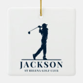 Gepersonaliseerde Monogram Golf Swing Navy Blauw W Keramisch Ornament (Achterkant)