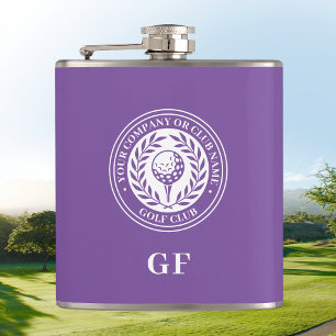 Gepersonaliseerde Monogram Golfclub Naam Paarse Fl Heupfles