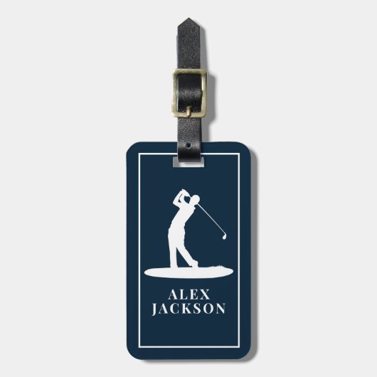 Gepersonaliseerde Monogram Golfer Voeg uw Logo toe Bagagelabel (Voorkant verticaal)