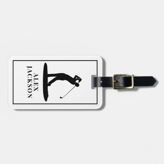 Gepersonaliseerde Monogram Golfer Voeg uw Logo toe Bagagelabel (Voorkant horizontaal)