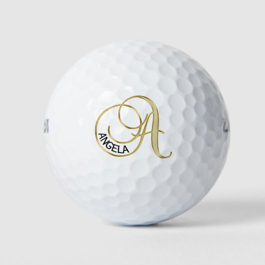 Gepersonaliseerde Monogram Gouden Letter A - Gift Golfballen (Voorkant)