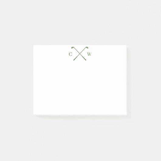 Gepersonaliseerde Monogram Green Golf Club Post-it Post-it® Notes (Voorkant)