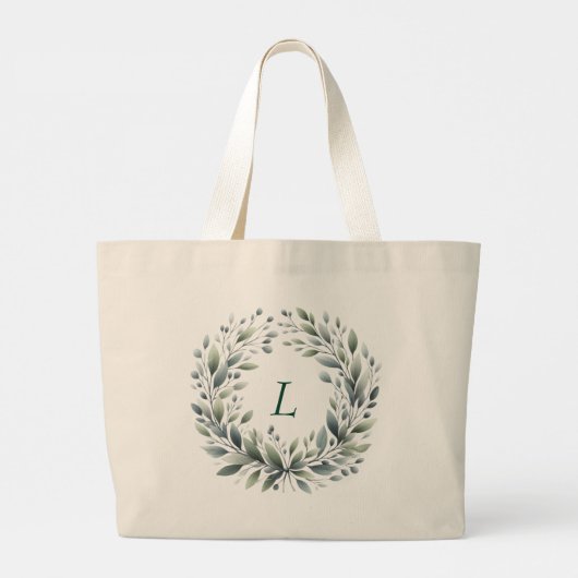 Gepersonaliseerde Monogram Green Leaf Canvas tas (Achterkant)