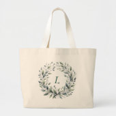 Gepersonaliseerde Monogram Green Leaf Canvas tas (Voorkant)
