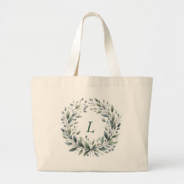 Gepersonaliseerde Monogram Green Leaf Canvas tas