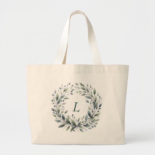 Gepersonaliseerde Monogram Green Leaf Canvas tas (Voorkant)