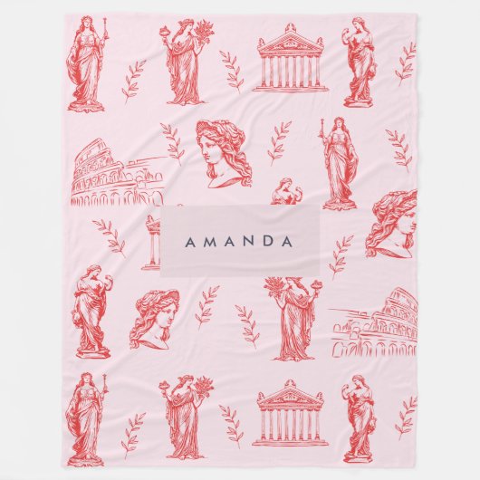 Gepersonaliseerde Monogram Griekse Oude Standbeeld Fleece Deken (Voorkant)