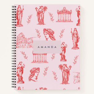 Gepersonaliseerde Monogram Griekse Oude Standbeeld Notitieboek