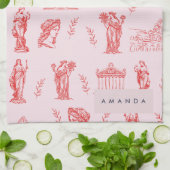 Gepersonaliseerde Monogram Griekse Oude Standbeeld Theedoek (Gevouwen)