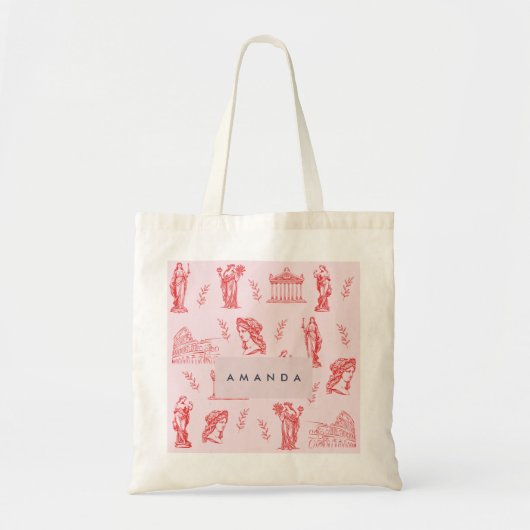 Gepersonaliseerde Monogram Griekse Oude Standbeeld Tote Bag (Voorkant)