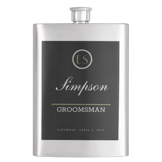 Gepersonaliseerde Monogram Groomsman Gift Flacon (Voorkant)