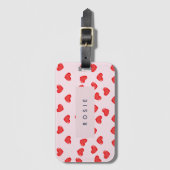 Gepersonaliseerde Monogram Hart Lolipop Valentijns Bagagelabel (Voorkant (verticaal))