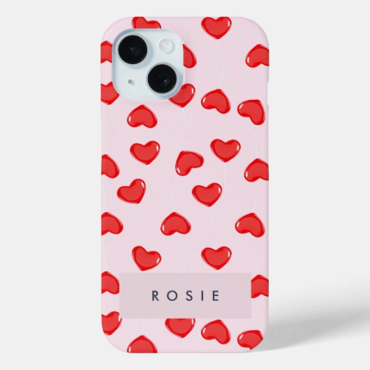 Gepersonaliseerde Monogram Hart Lolipop Valentijns Case-Mate iPhone Case (Achterkant)