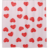 Gepersonaliseerde Monogram Hart Lolipop Valentijns Douchegordijn (Voorkant)
