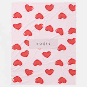 Gepersonaliseerde Monogram Hart Lolipop Valentijns Fleece Deken